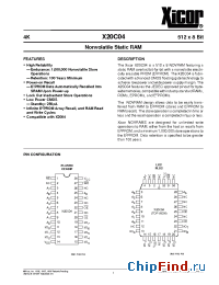 Datasheet X20C04DM-20 manufacturer Xicor