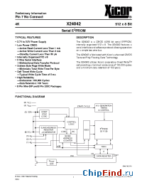 Datasheet X24042S8I manufacturer Xicor
