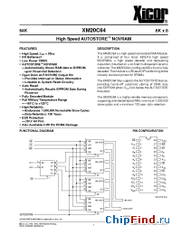 Datasheet XM20C64I-55 manufacturer Xicor
