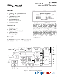 Datasheet MT8880CPR manufacturer Zarlink