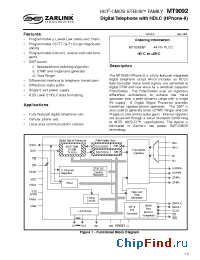 Datasheet MT9092APR manufacturer Zarlink