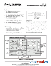Datasheet ZL70100LDG1 производства Zarlink