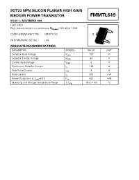 Datasheet FMMTL619 manufacturer Zetex