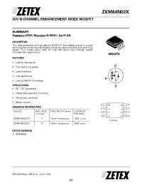 Datasheet ZXM64N02X производства Zetex