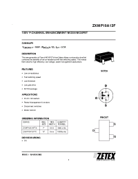 Datasheet ZXMP10A13FTA manufacturer Zetex