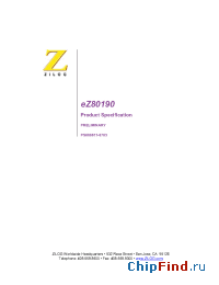 Datasheet eZ80190AZ050SC производства Zilog