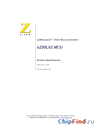 Datasheet EZ80L92AZ020EC manufacturer Zilog