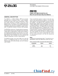 Datasheet Z86193 manufacturer Zilog