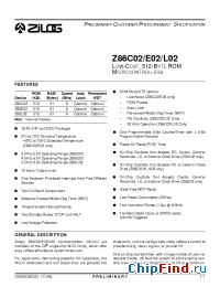 Datasheet Z86C0208SSC manufacturer Zilog