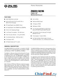 Datasheet Z86C6216VSC manufacturer Zilog