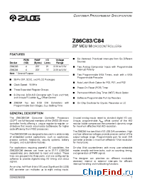 Datasheet Z86C8416VEC manufacturer Zilog