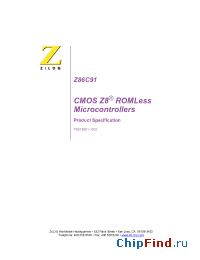Datasheet Z86C9116FSC manufacturer Zilog