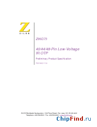 Datasheet Z86D7308VSC manufacturer Zilog
