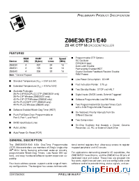 Datasheet Z86E3016ESE manufacturer Zilog
