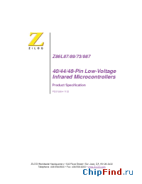 Datasheet Z86L7308HSCRXXXX manufacturer Zilog