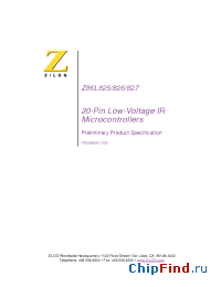 Datasheet Z86L827PZ008SC manufacturer Zilog