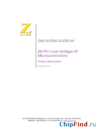 Datasheet Z86L8508SSC manufacturer Zilog