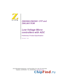 Datasheet Z86L991SZ008SC manufacturer Zilog
