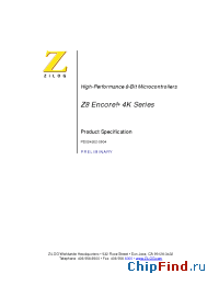 Datasheet Z8F0113PB005EC manufacturer Zilog