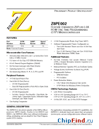 Datasheet Z8PE002 manufacturer Zilog