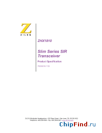 Datasheet ZHX1810MV115THTR manufacturer Zilog
